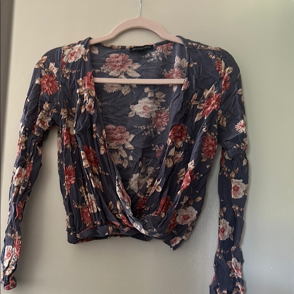 American Eagle Floral Wrap Blouse